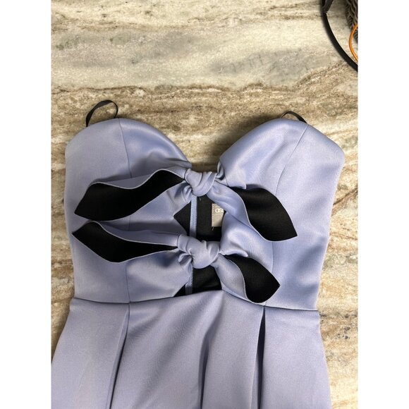 ASOS Strapless Scuba Knot Front Mini Skater Dress Size 4 Tie Front Cutouts - Picture 4 of 12